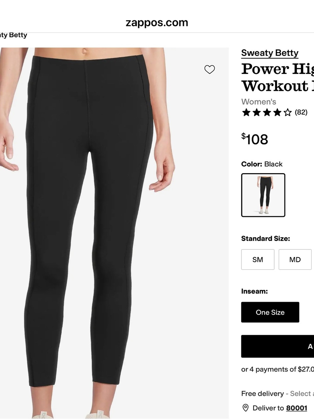 Sweaty Betty Black High-Rise Cropped Workout Leggings